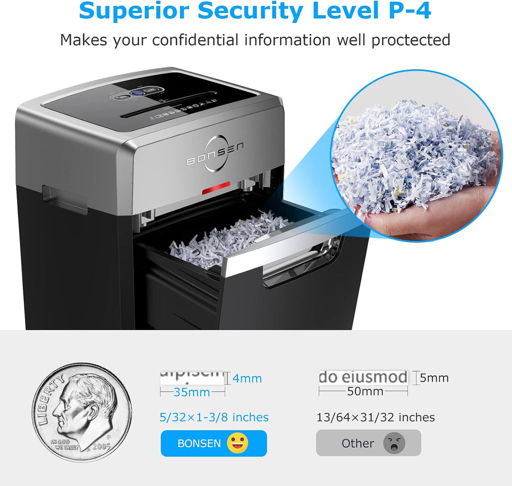 BONSEN 24-Sheet Cross-Cut P-4 High Security Heavy Duty Paper Shredder