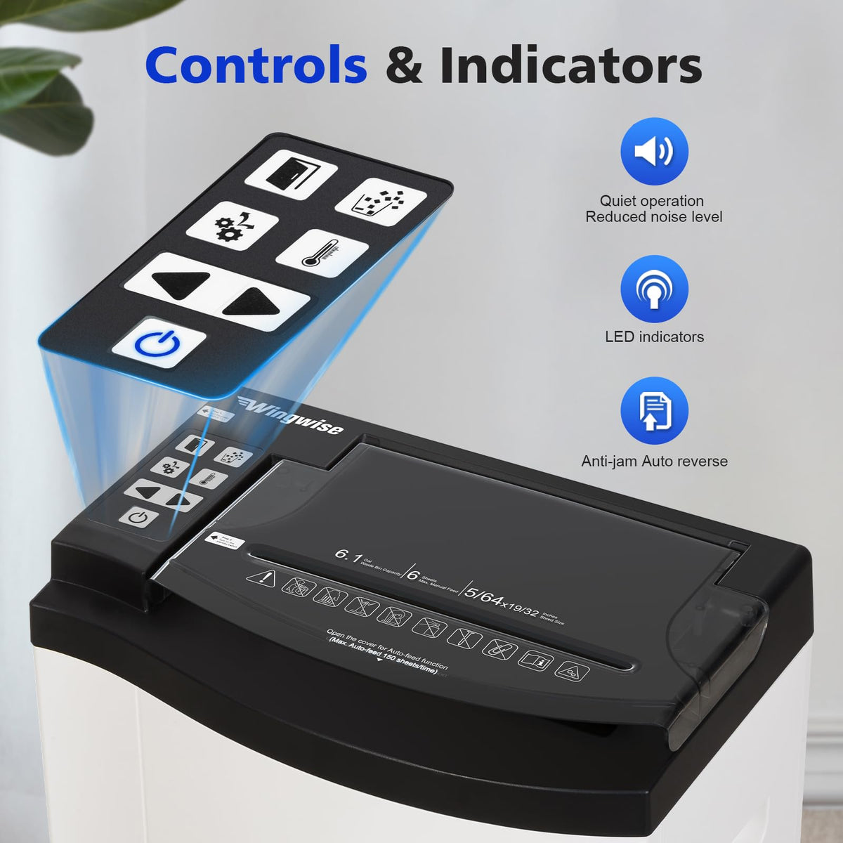 Wingwise 60 Sheets Auto Feed Paper Shredder for Home Office
