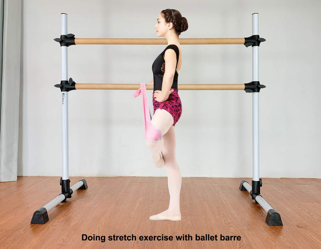 MARFULA 4Ft Portable Wood Ballet Barre Ballet Bar Dance Bar with Carry Bag