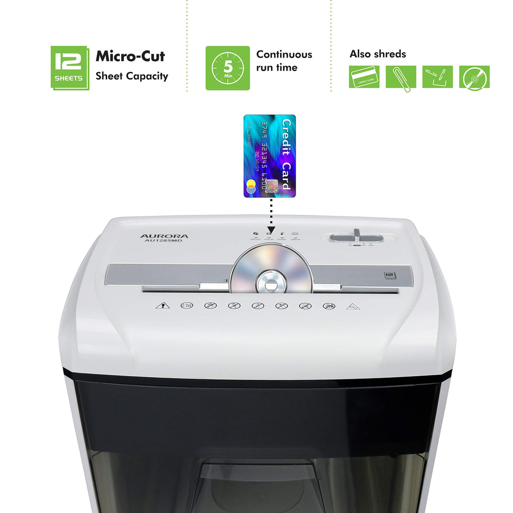 Aurora High Security 150-Sheet Auto Feed Micro-Cut Paper and Credit Card Shredder with 6.3 Gallon Pullout Basket / 60 Minutes/Security Level P-4