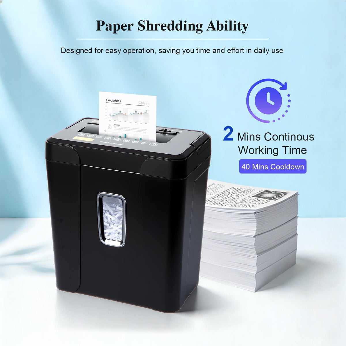 Wingwise Paper Shredder for Home, 15 Sheets Heavy Duty Cross Cut Shredders for Office, P-4, 15 Mins Runtime, 5.8-Gal Bin with Transparent Window, Shreds Credit Cards & CDs, Staples & Paper Clips