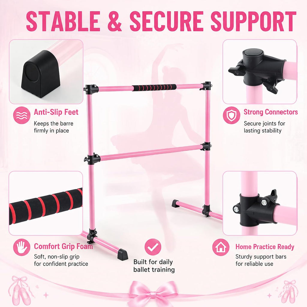 10pcs Ballet Barre Set, Height Adjustable Freestanding Dance Barre
