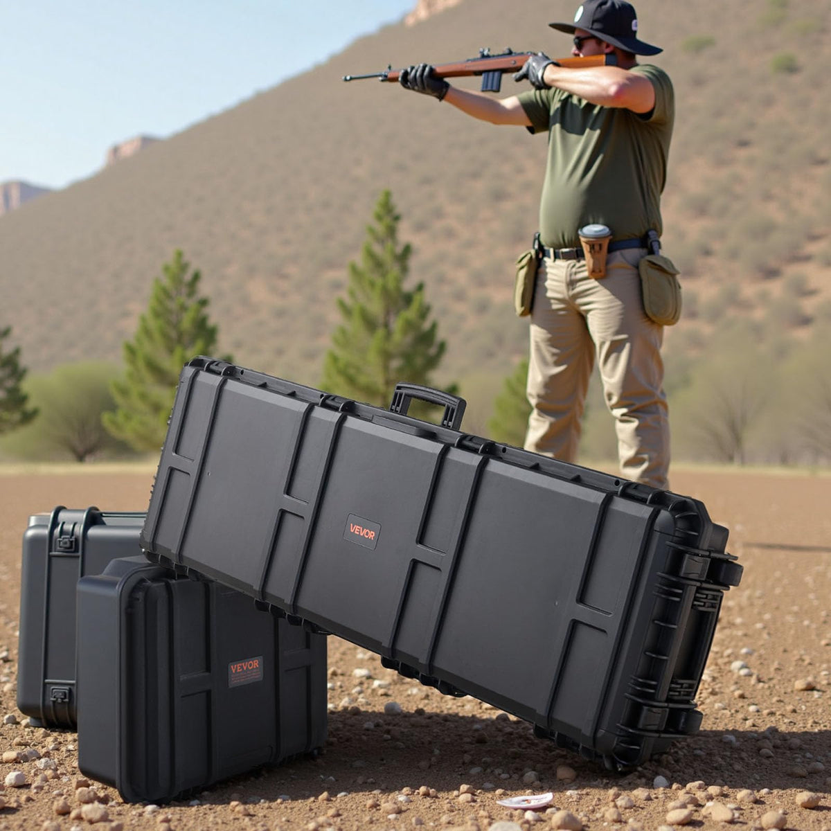 VEVOR Rifle Case, Rifle Hard Case with 4 Layers Fully-protective Foams, Lockable Hard Gun Case with Wheels, IP67 Waterproof & Crushproof, for Rifles or Shotguns