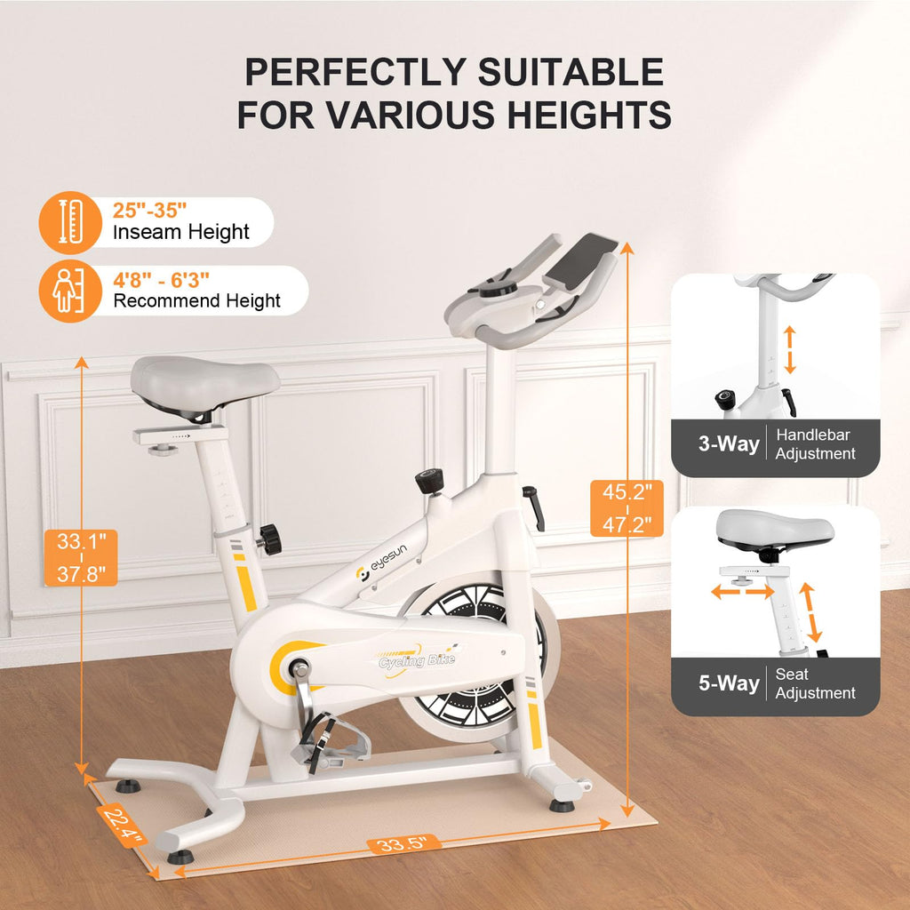 Exercise Bikes for Home,Spin Bike with Adjustable Magnetic,Brake Pad Resistance Silent Belt Drive,350lbs/300lbs Weight Capacity &Upgraded Version Seat for Home Cardio&Weight Loss(QM-530W)