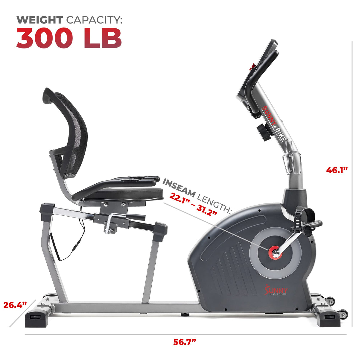 Sunny Health & Fitness Smart Recumbent Bike for Indoor Low Impact Cardio