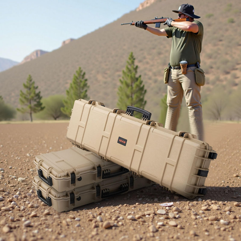 VEVOR Rifle Case, Rifle Hard Case with 4 Layers Fully-protective Foams, Lockable Hard Gun Case with Wheels, IP67 Waterproof & Crushproof, for Rifles or Shotguns