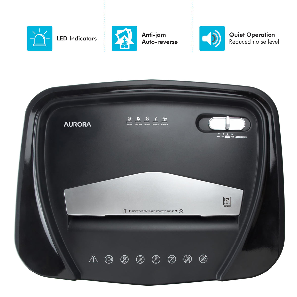 Aurora Professional Grade 120-Sheet Auto Feed Micro-Cut Paper and Credit Card Shredder with 5 Gallon Pullout Basket / 30 Minutes/Security Level P-4 (White/Black)