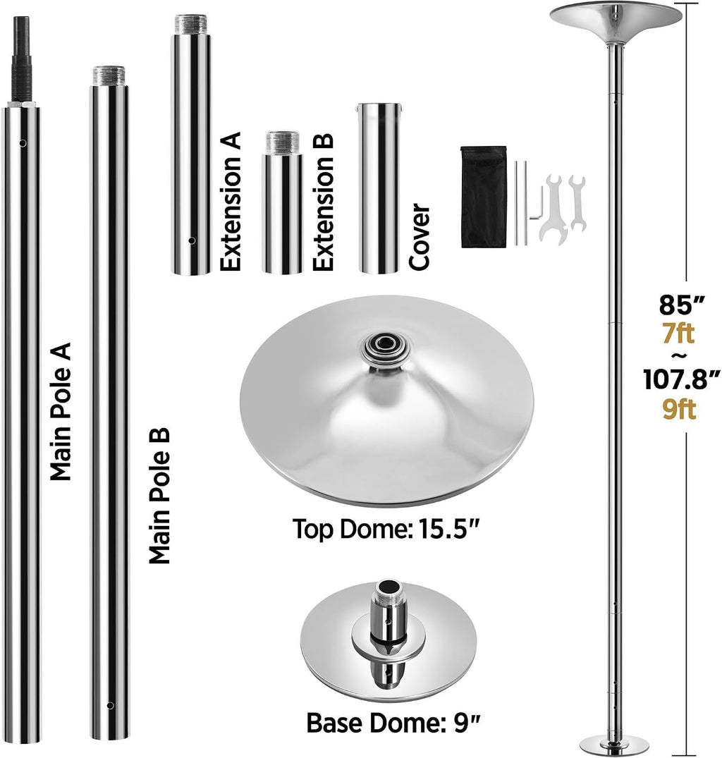 Yaheetech 45mm Portable Spinning & Static Pole Dance Pole for Home