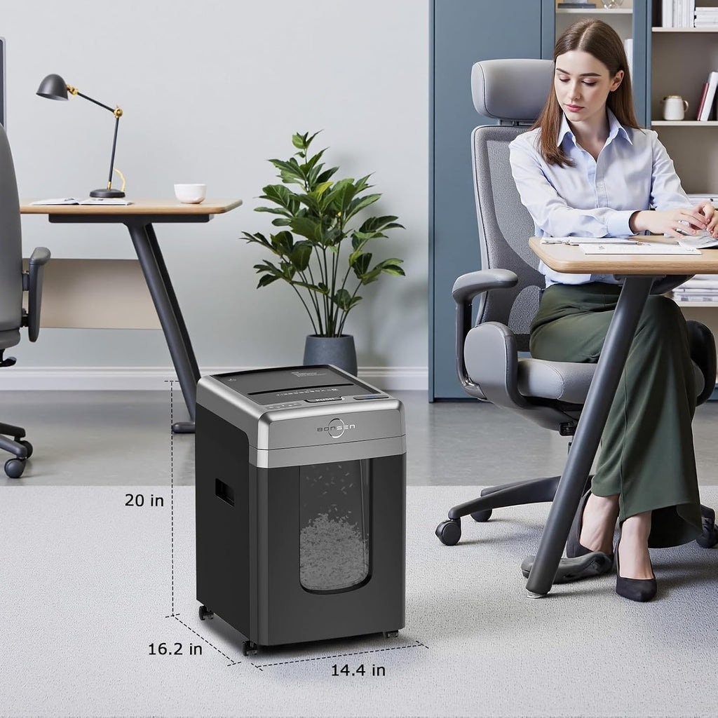 BONSEN 300-Sheet Auto Feed Micro Cut Heavy Duty Paper Shredder for Office