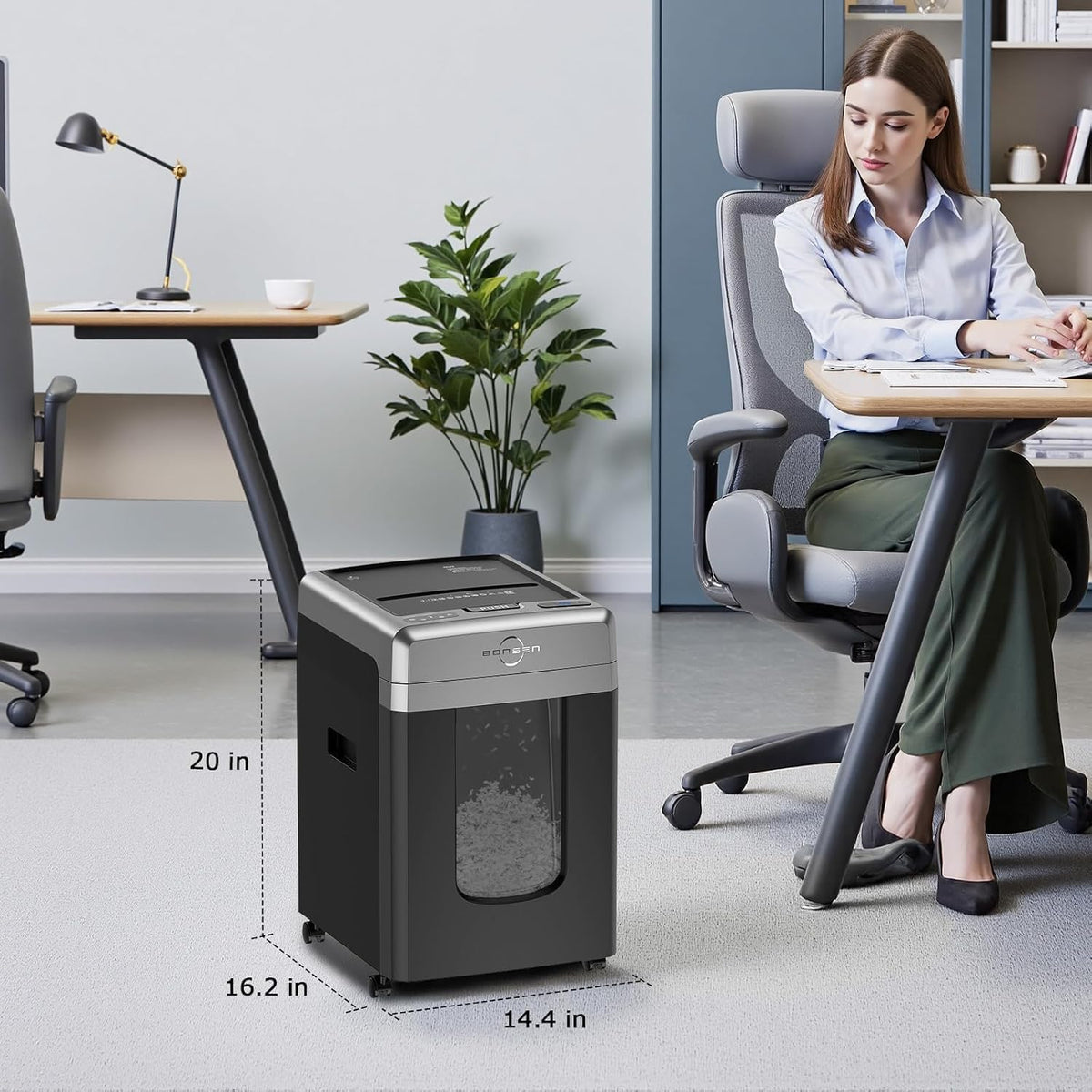 BONSEN 300-Sheet Auto Feed Micro Cut Heavy Duty Paper Shredder for Office