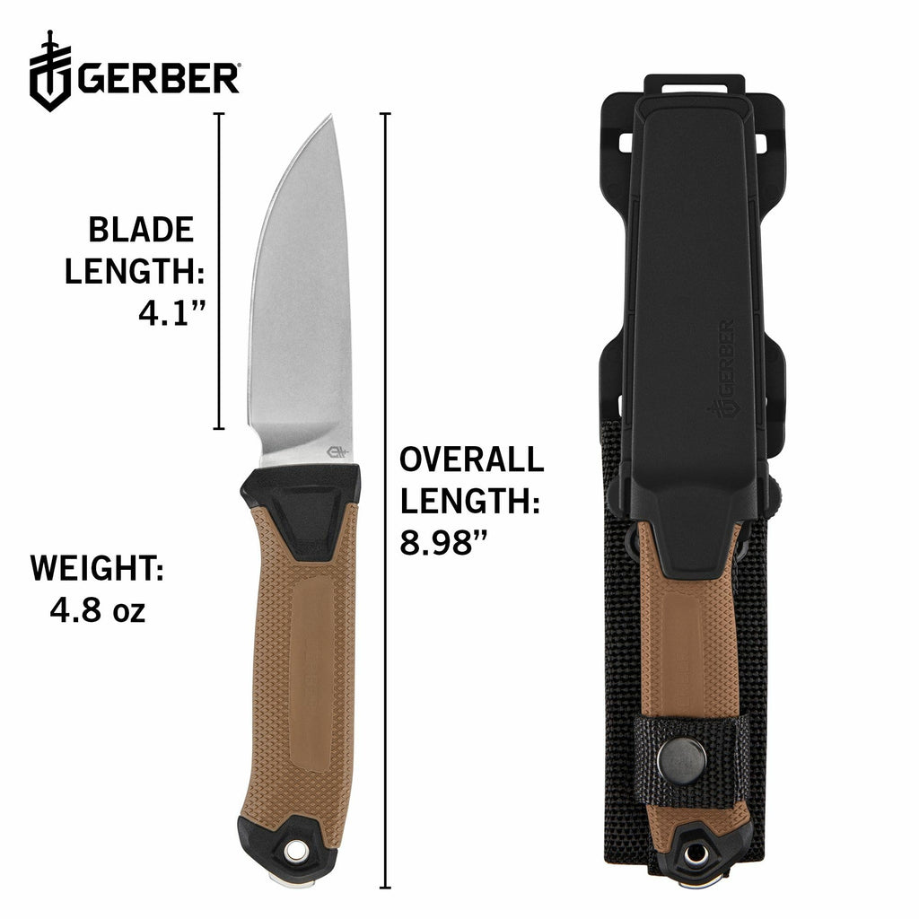 Gerber Gear StrongArm - Fixed Blade, Full Tang Knife - Camping Knife with Multiple Carry Options - Made in USA - Black, Serrated Edge