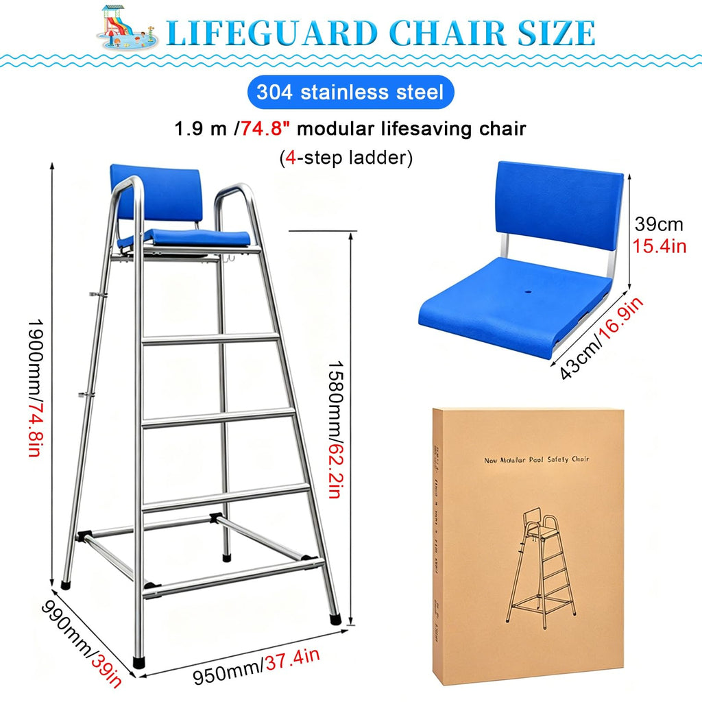 Safety Equipment Lifeguard Chairs for Large Swimming Pool, Lifeguards Watchtower for Beach Poolside Outdoor Indoor(51.2in/1.3m//4.3ft)