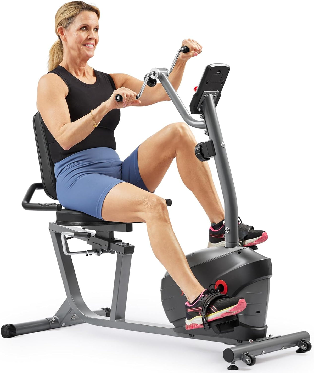 Sunny Health & Fitness Smart Magnetic Recumbent Bike for Home Cardio