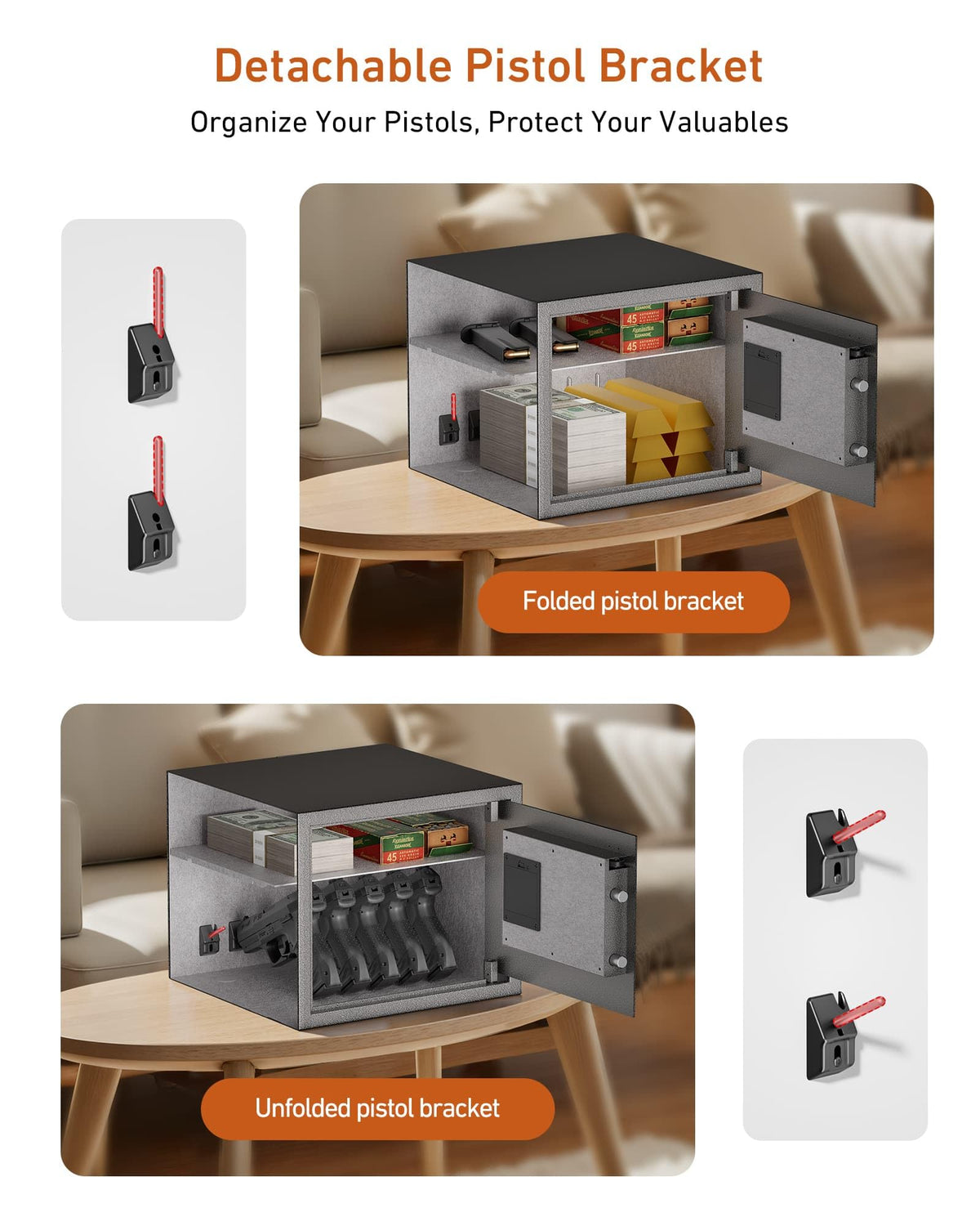 Billconch Smart Gun Safe for Multiple Pistols - Automatic Lock Safe Box
