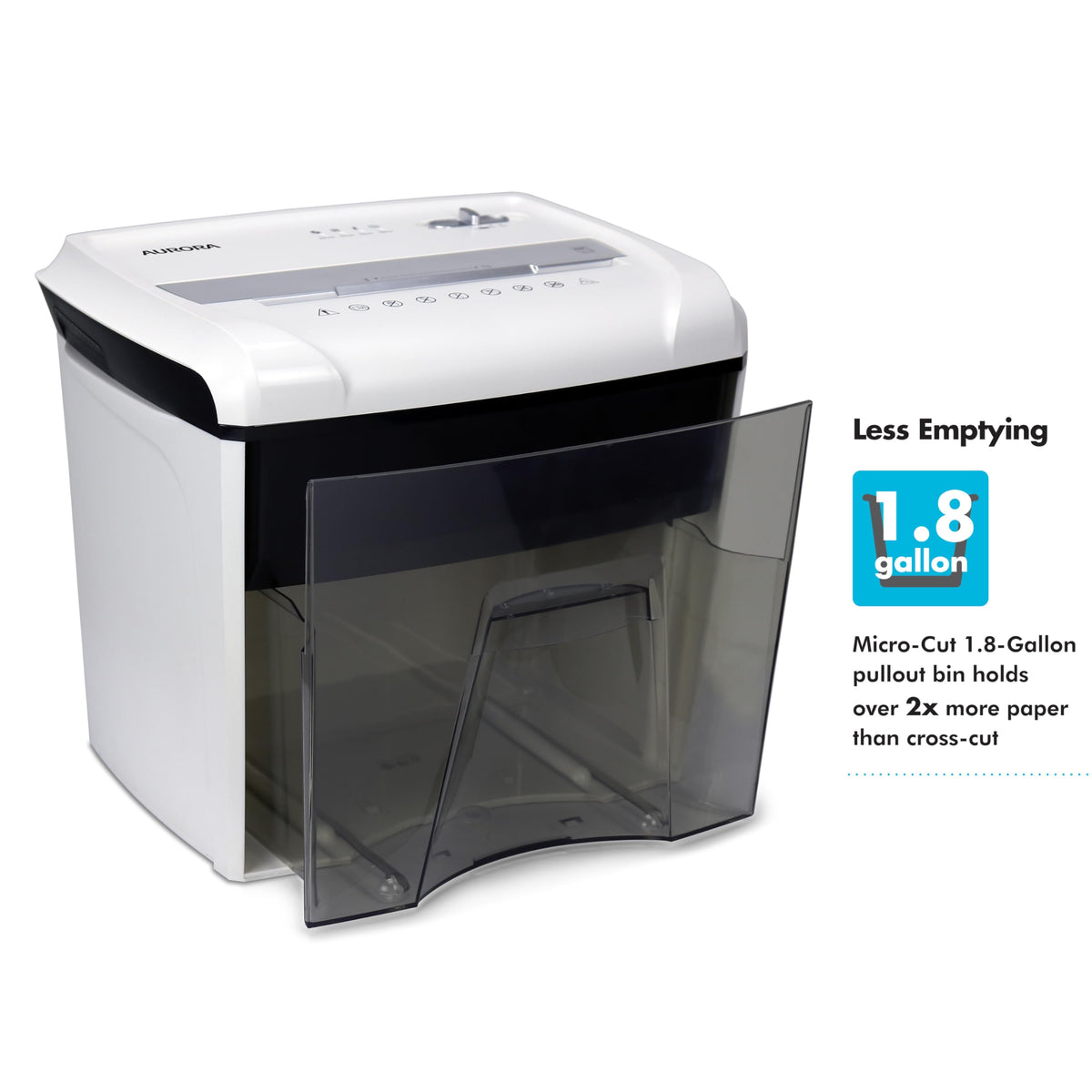 Aurora High-Security 8-Sheet Micro-Cut Paper, CD/DVD and Credit Card Shredder, White/Gray