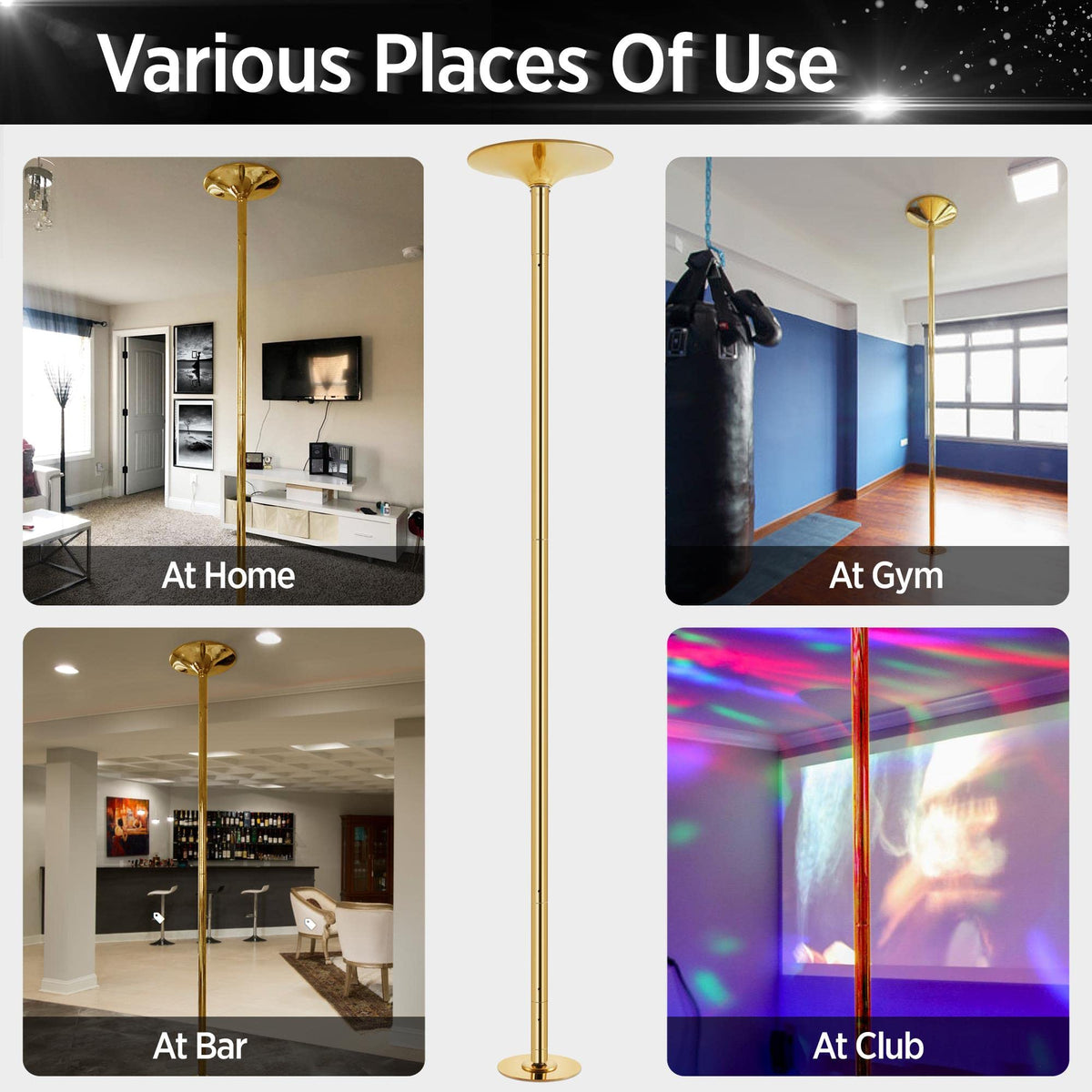 Yaheetech 45mm Portable Spinning & Static Pole Dance Pole for Home