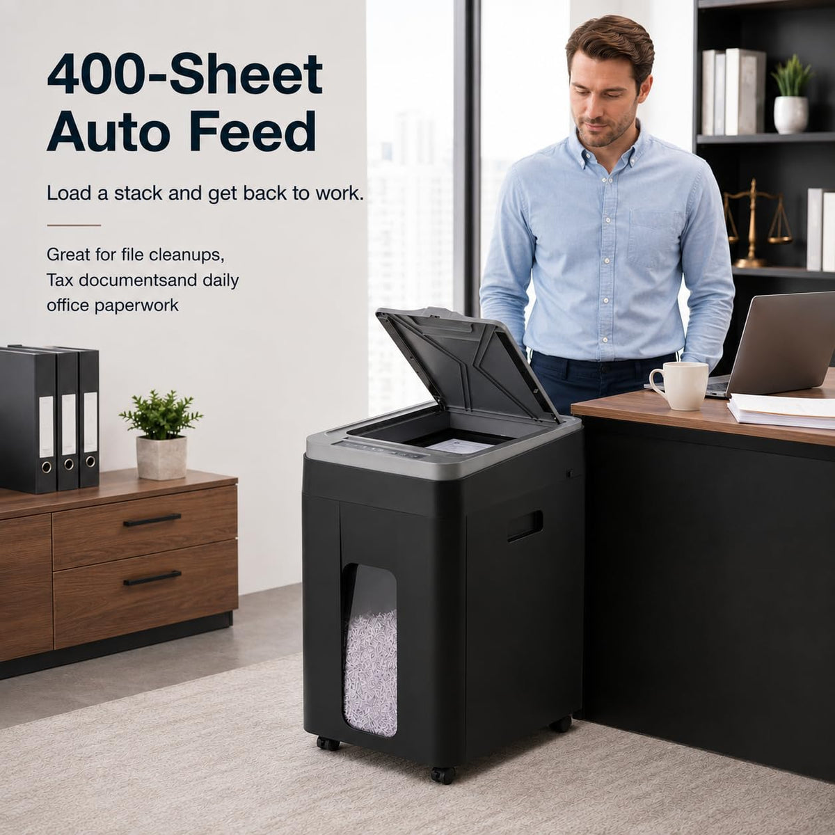 Heavy Duty Paper Shredder 400-Sheet Auto Feed P5 Micro Cut