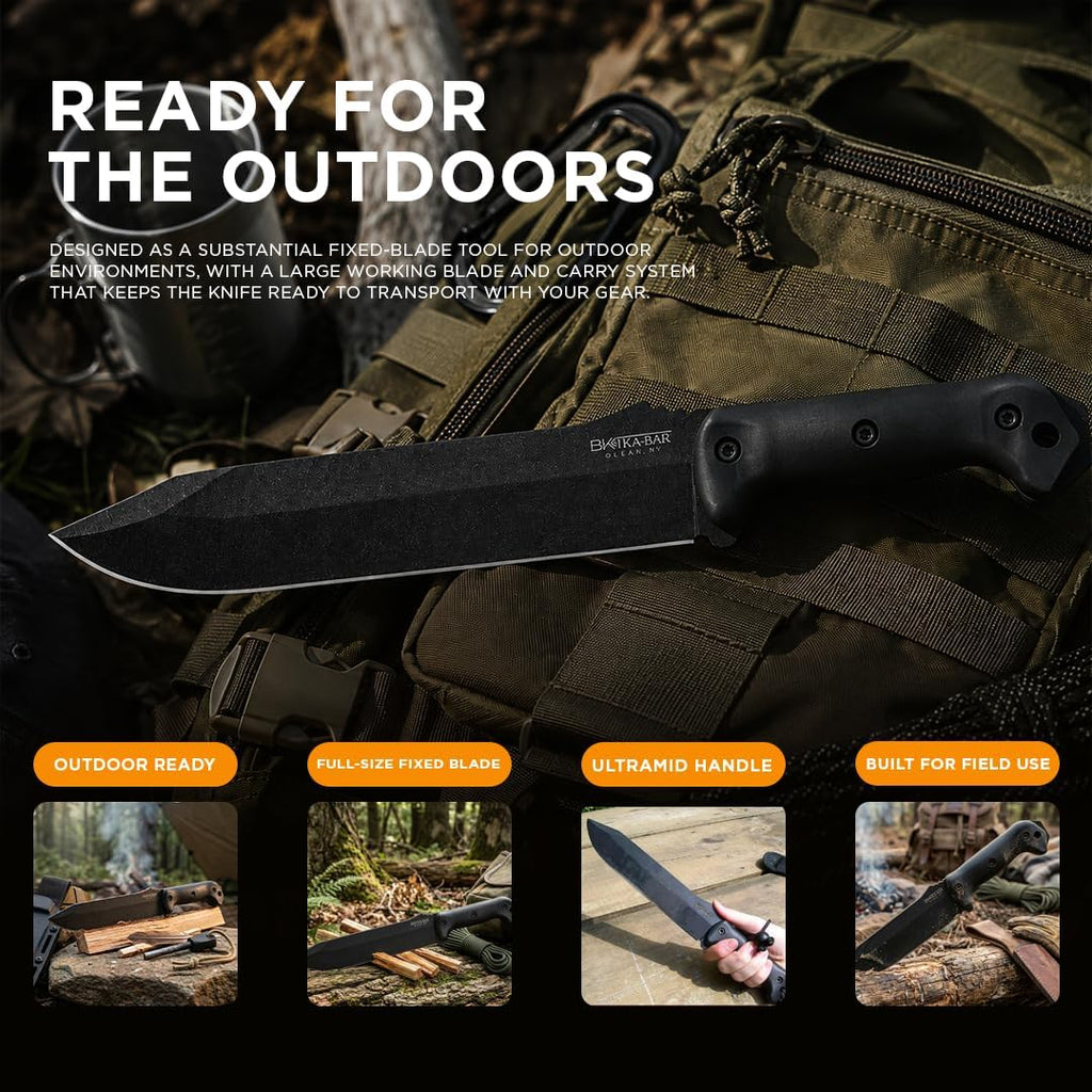Ka-Bar Becker BK9 Combat Bowie Fixed Blade Knife, Black