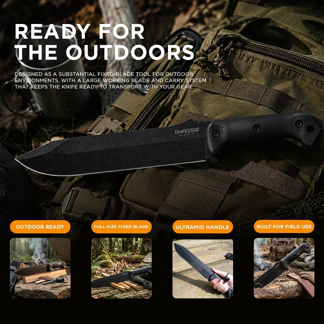 Ka-Bar Becker BK9 Combat Bowie Fixed Blade Knife, Black