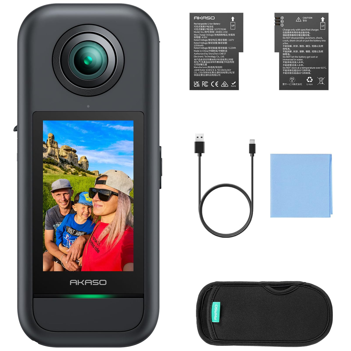 AKASO 360 Action Camera Standard Combo- 5.7K 360 Video with 1/2" 48MP Sensors, 72MP 360 Photo, 360-SuperSmooth, Invisible Selfie Stick Effect, 360Â° Horizon Lock, AI Tracking with 128GB MicroSD Card