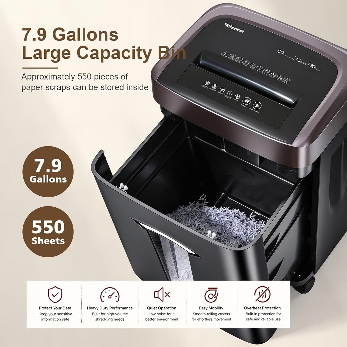 Wingwise 16 Sheets Micro Cut Paper Shredder Heavy Duty for Home Office