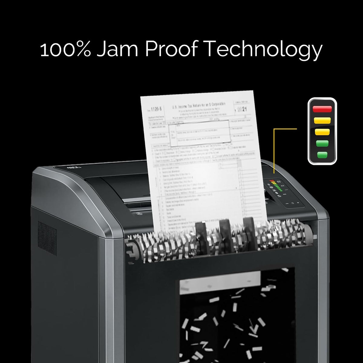 Fellowes Powershred 485Ci 100% Jam Proof Commercial Grade, Quiet Operation 30-Sheet Cross-Cut Paper Shredder, TAA Compliant (38485), Black
