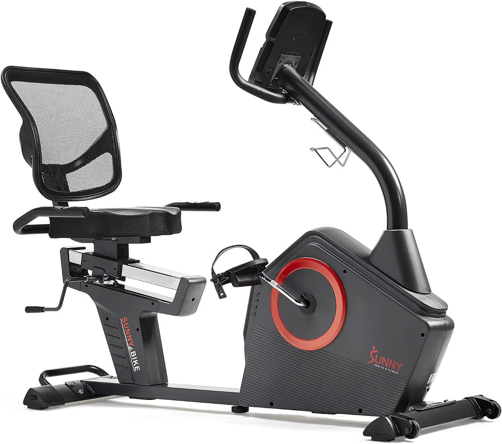Sunny Health & Fitness Smart Recumbent Bike for Indoor Low Impact Cardio