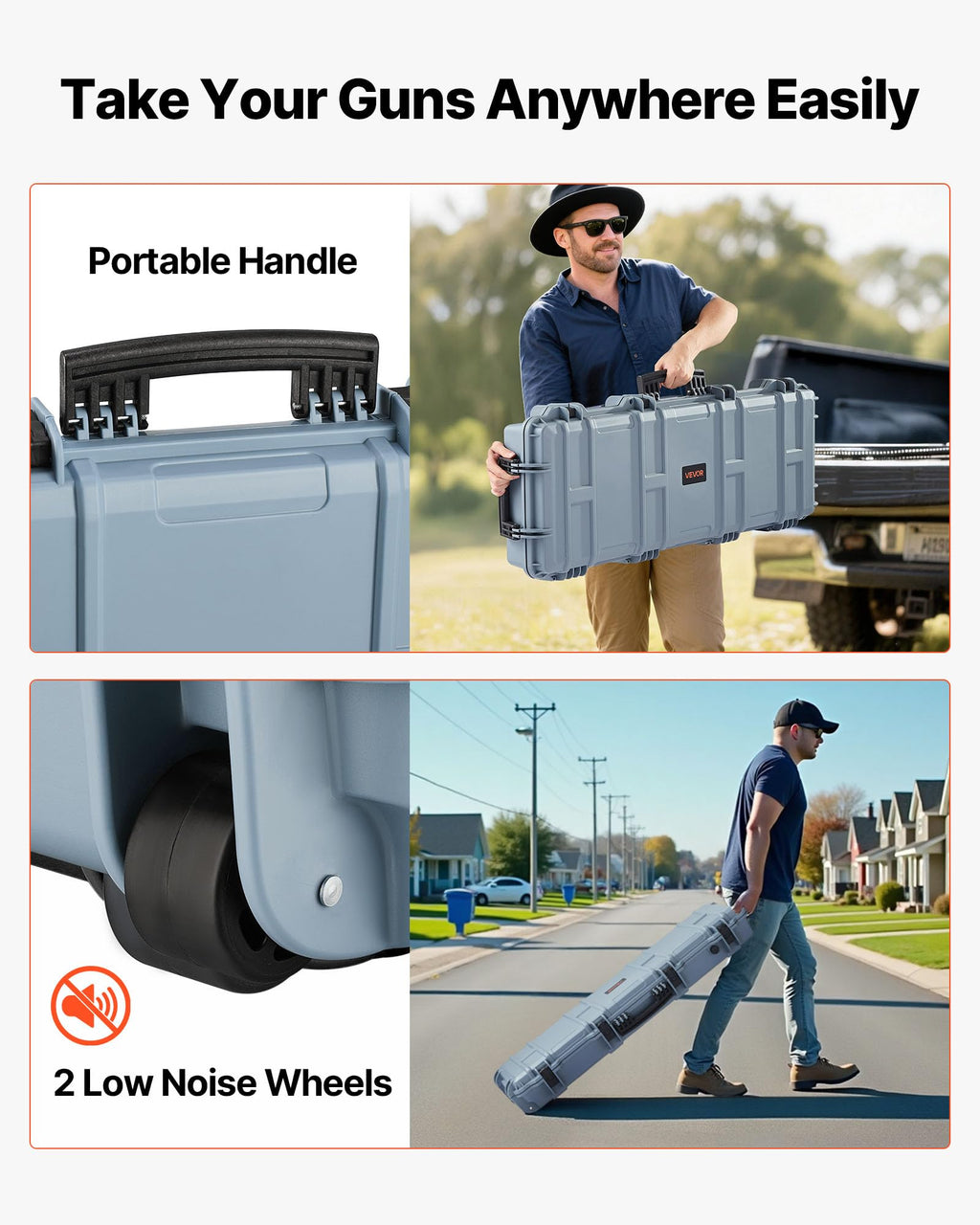 VEVOR Rifle Case, Rifle Hard Case with 4 Layers Fully-protective Foams, Lockable Hard Gun Case with Wheels, IP67 Waterproof & Crushproof, for Rifles or Shotguns
