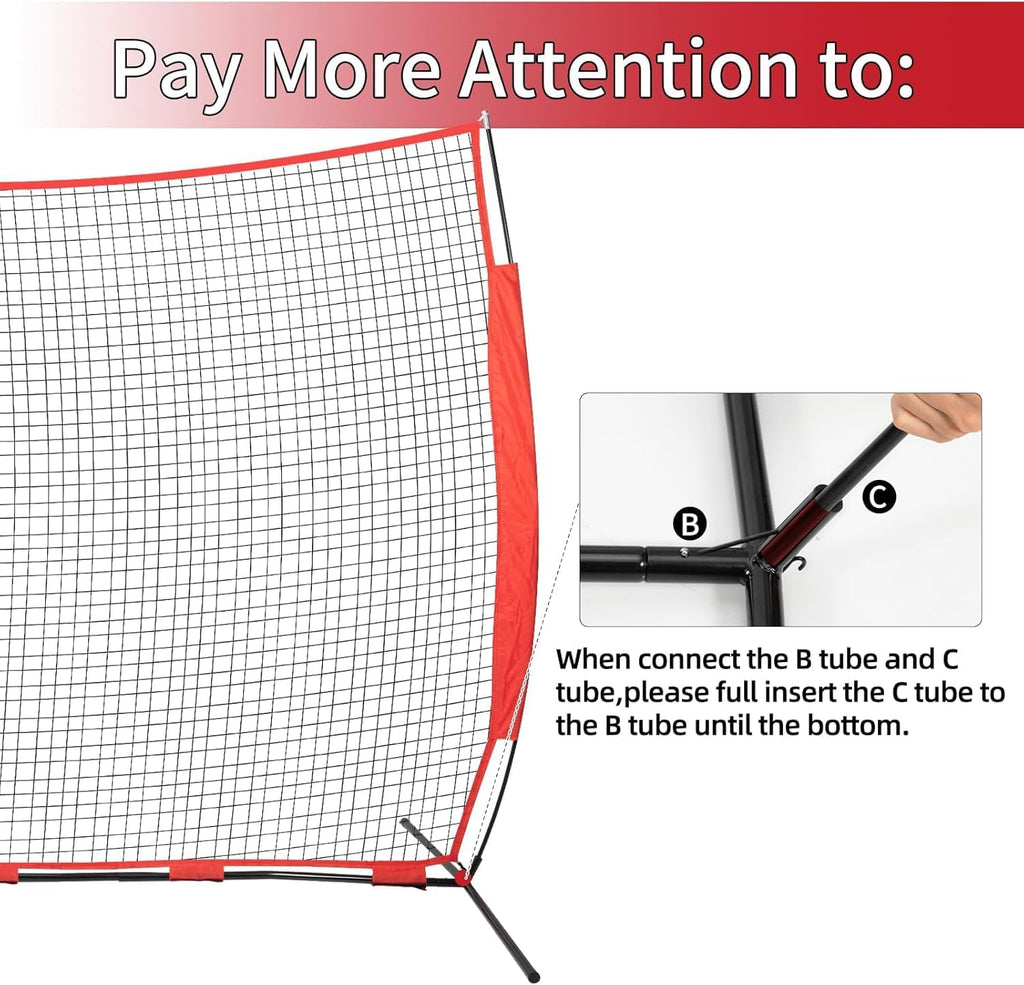 6x7/7x7/16x10/20x10ft Baseball Bating Net,Fix Ball Stop Net by Spike&2 Sandbag,Sports Net Barrier with Handbag,Lacrosse Net Backstop for Basketball,Softball,Baseball Net Barrier for Backyard