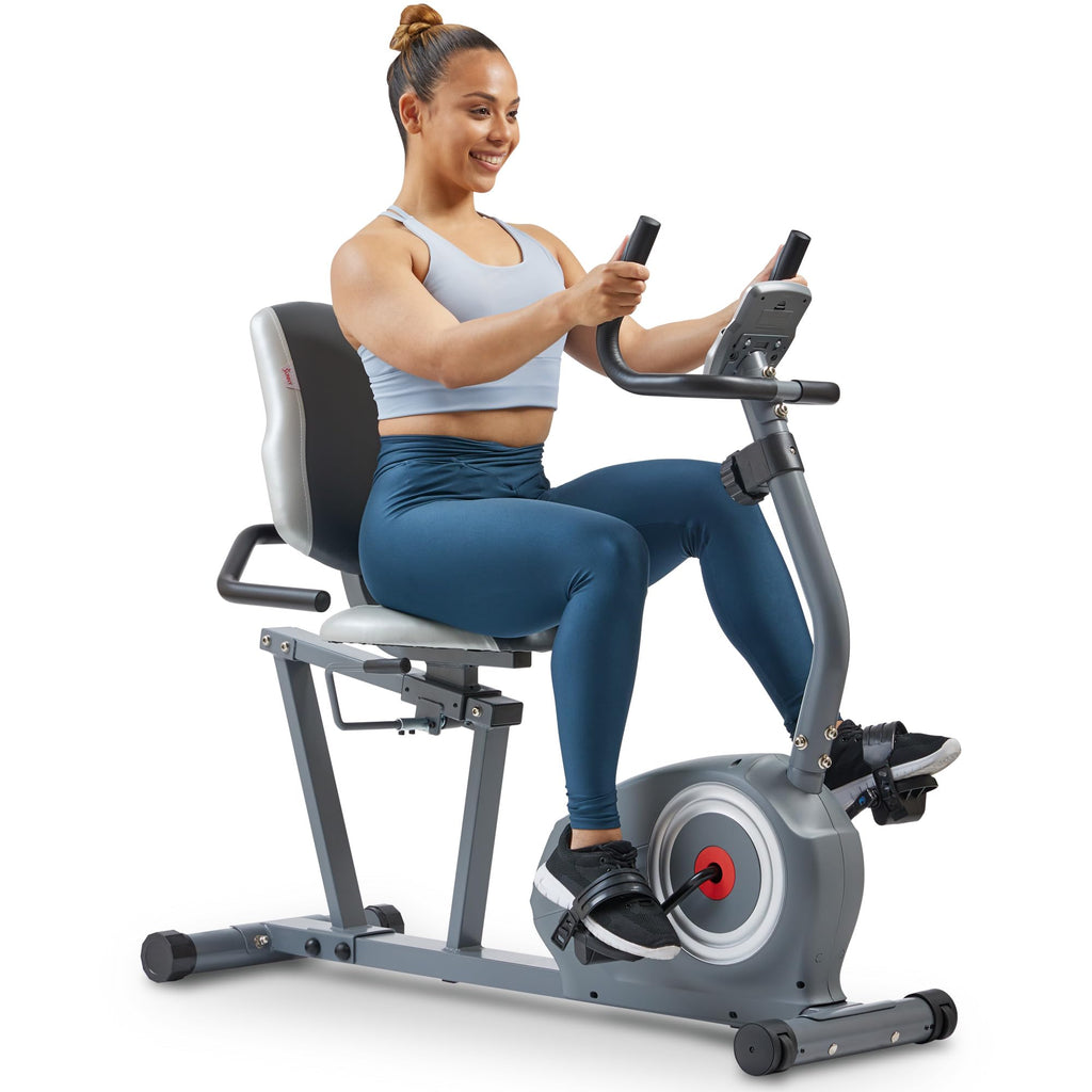 Sunny Health & Fitness Smart Magnetic Recumbent Bike for Home Cardio