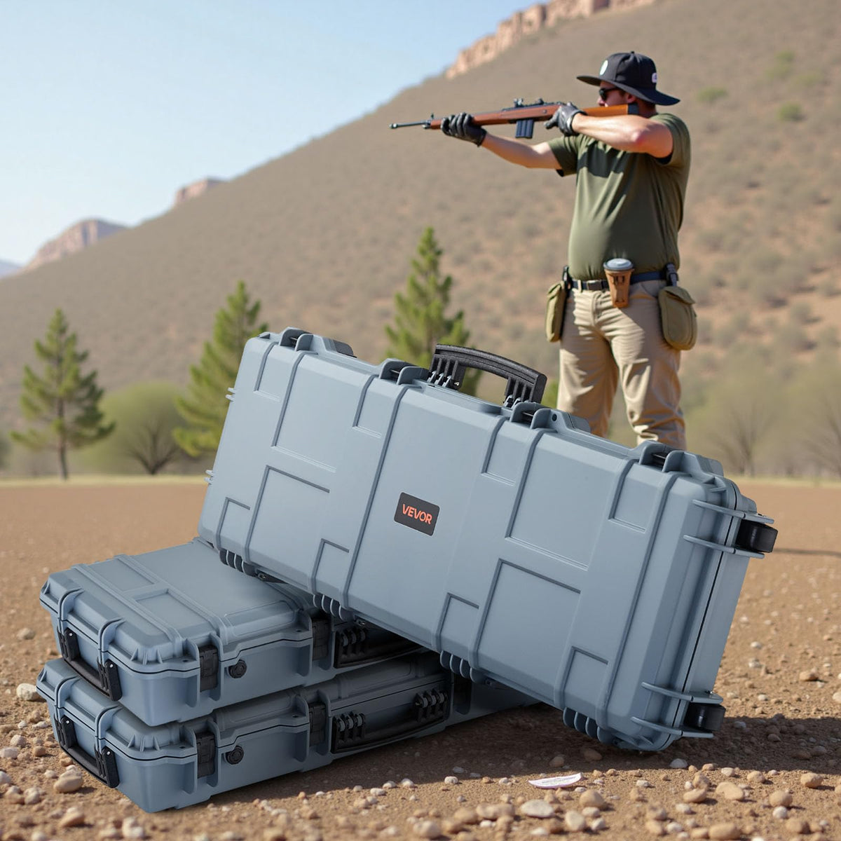 VEVOR Rifle Case, Rifle Hard Case with 4 Layers Fully-protective Foams, Lockable Hard Gun Case with Wheels, IP67 Waterproof & Crushproof, for Rifles or Shotguns