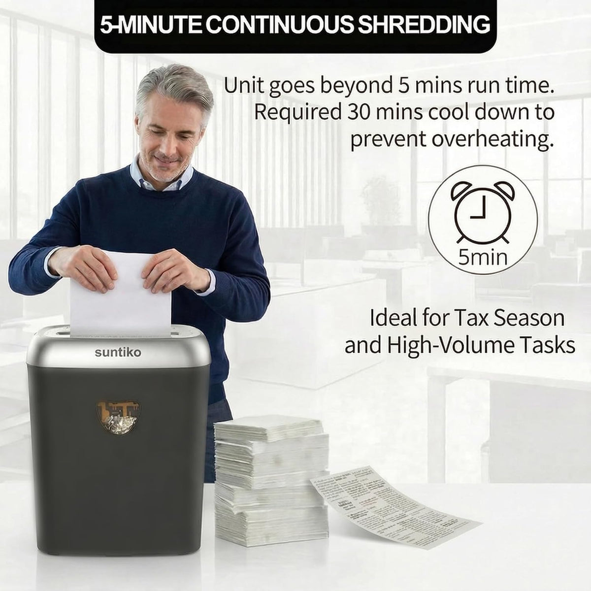 Suntiko Home Office Heavy Duty Cross Cut 14-Sheet Paper Shredder