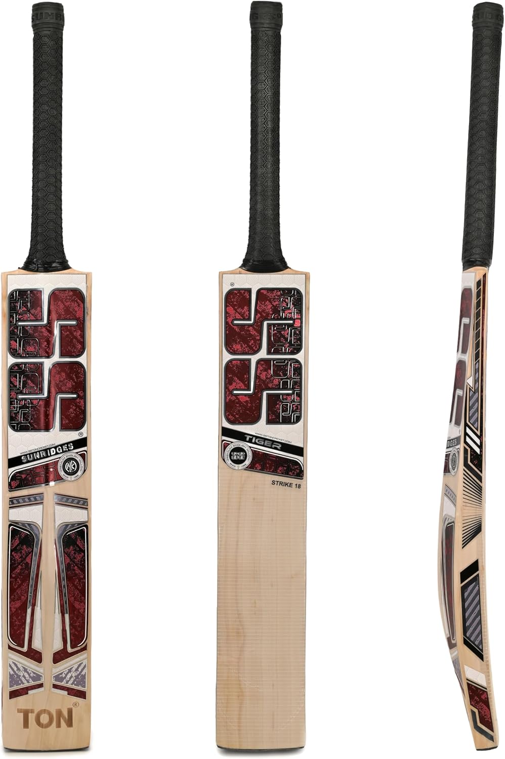 SS Tiger Strike 18 English Willow Premium Cricket bat, Adult Size- Short Handle, Includes Bat Cover, Toe Guard and face Sheet | Ready to Play