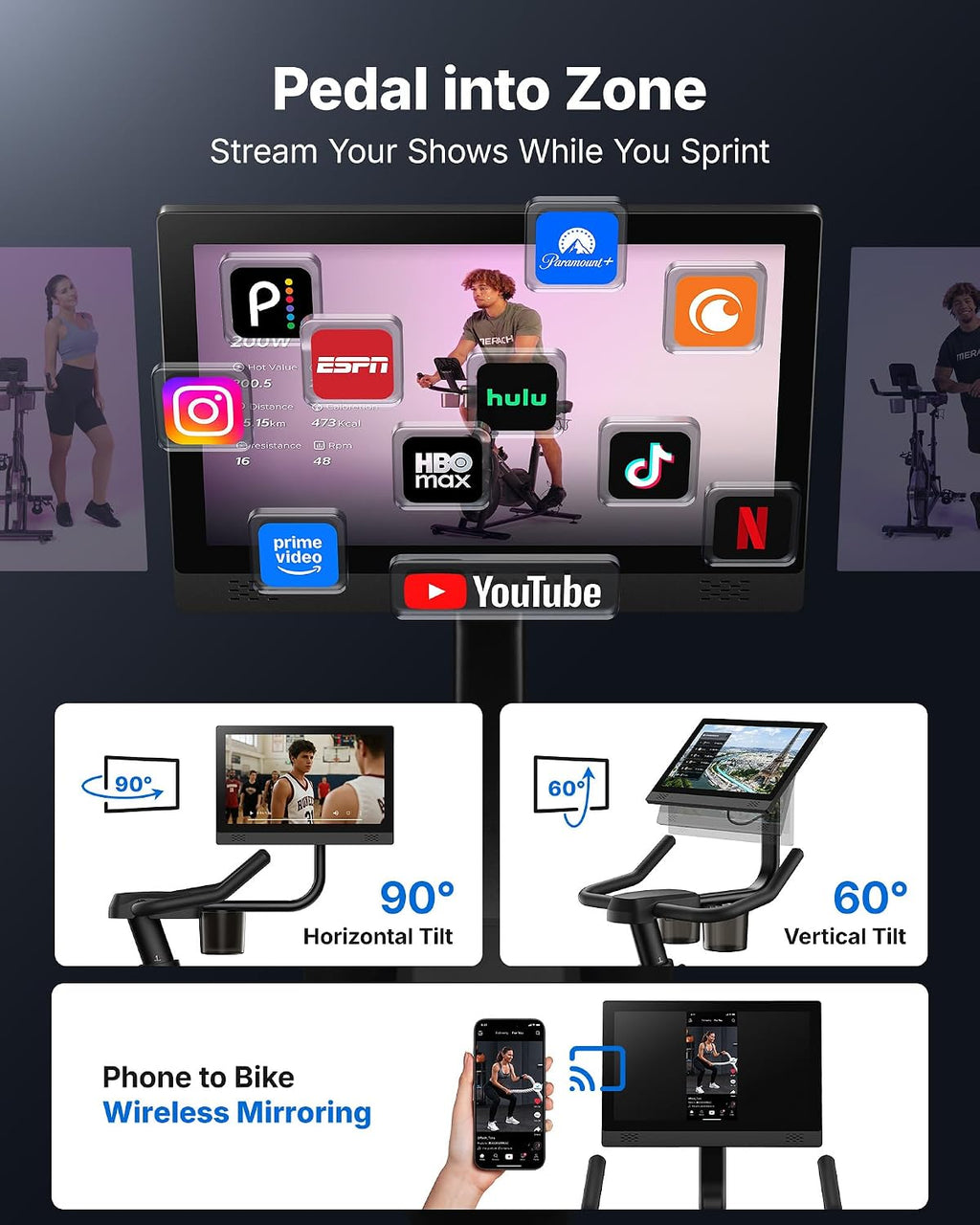 MERACH Exercise Bike with Screen, Rotatable HD Display, Magnetic Resistance