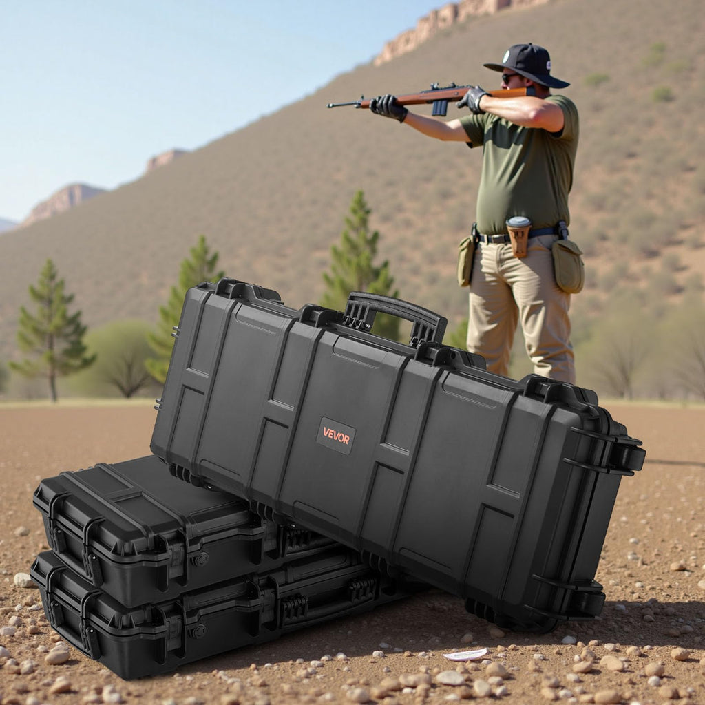 VEVOR Rifle Case, Rifle Hard Case with 4 Layers Fully-protective Foams, Lockable Hard Gun Case with Wheels, IP67 Waterproof & Crushproof, for Rifles or Shotguns