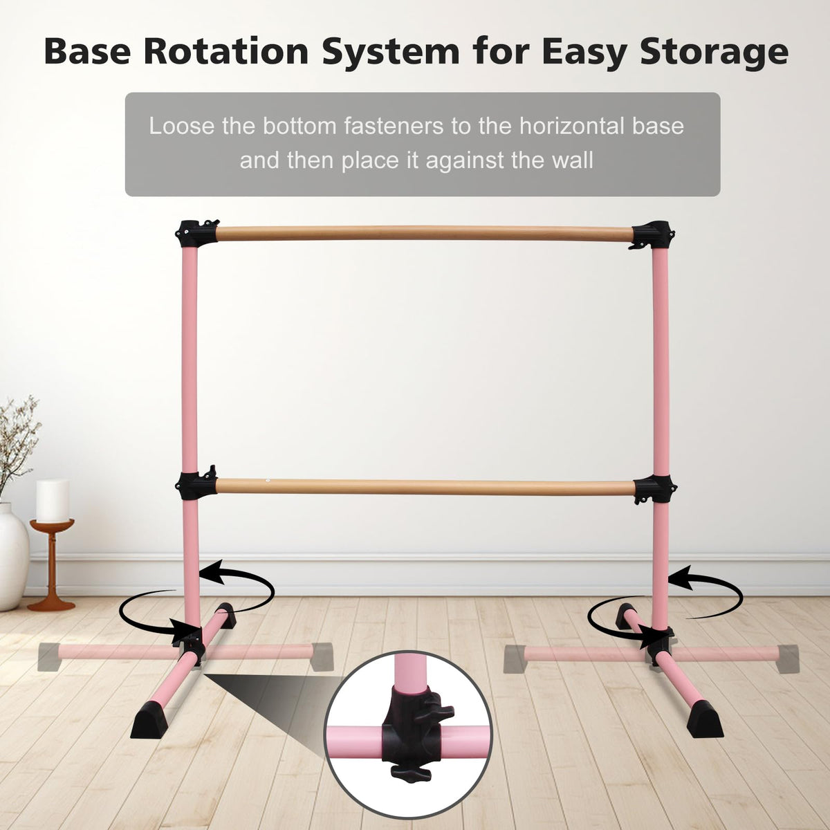 4FT/6FT Height Adjustable Double Ballet Barre, Freestanding Portable Stretching Dance Bar for Home, Heavy Duty Exercise Equipment for Kids & Adults with Anti-Slip Rubber Pads