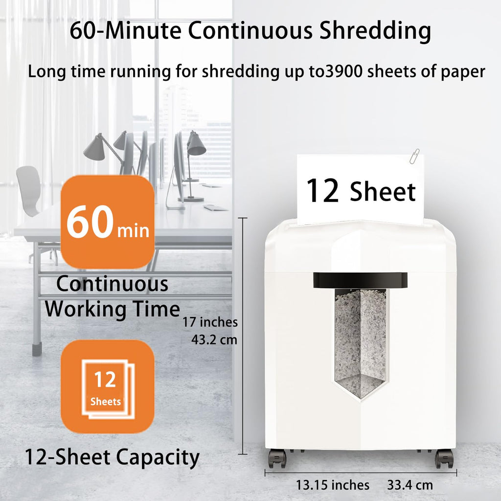 Bonsaii 12-Sheet Micro Cut Heavy Duty Paper Shredder for Home Office