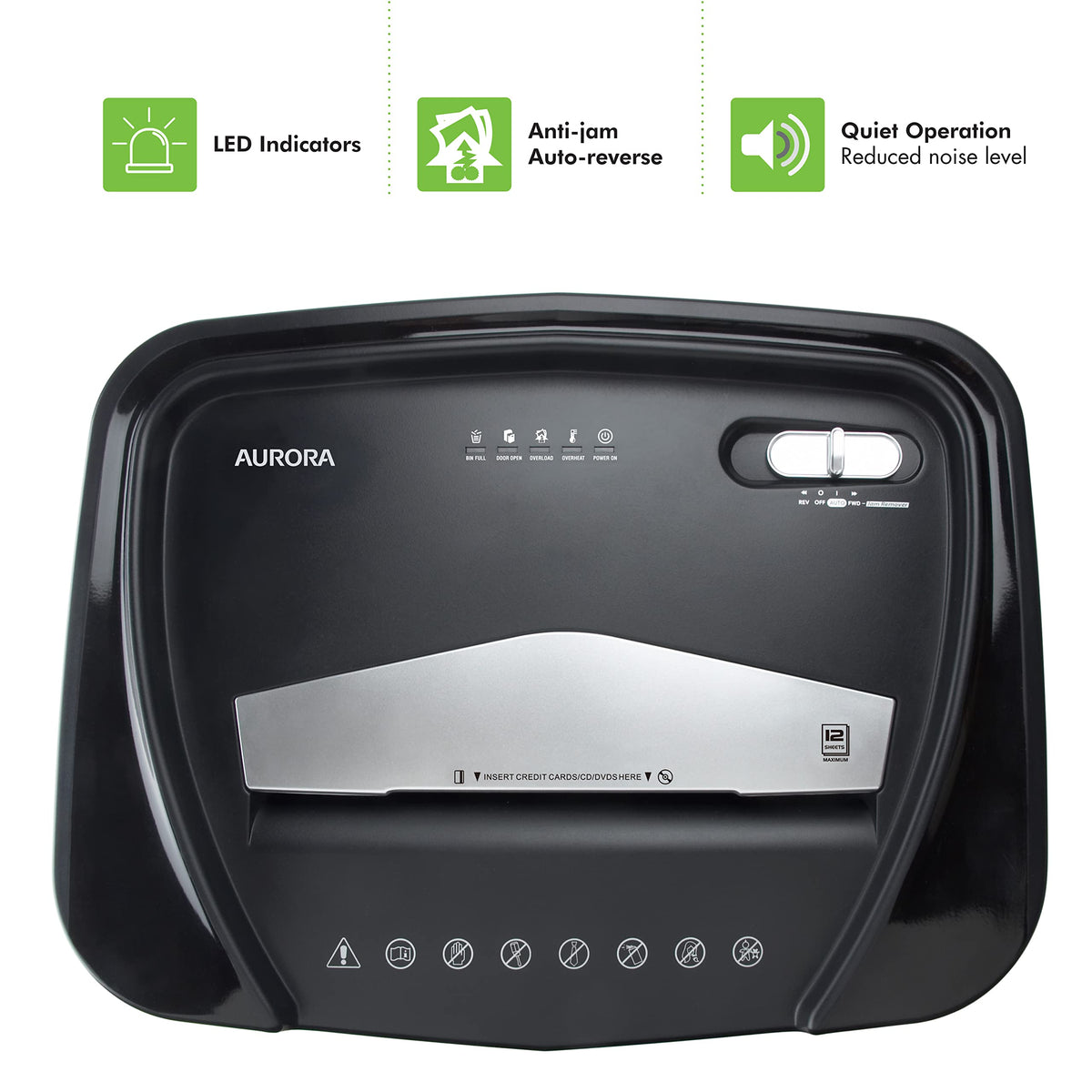 Aurora High Security AU110MB 110-Sheet Auto Feed Micro-Cut Paper and Credit Card Shredder with 4 Gallon Pullout Basket / 30 Minutes/Security Level P-4 (White/Black)
