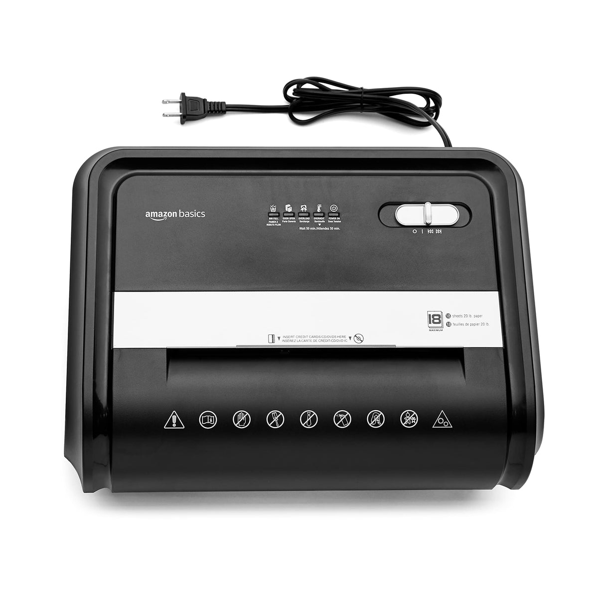 Amazon Basics 150-Sheet Autofeed Micro-Cut Paper and Credit Card Shredder, High Security Level P-4 with 8.5-Gallon Bin, 60-Minute Continuous Run Time, Black