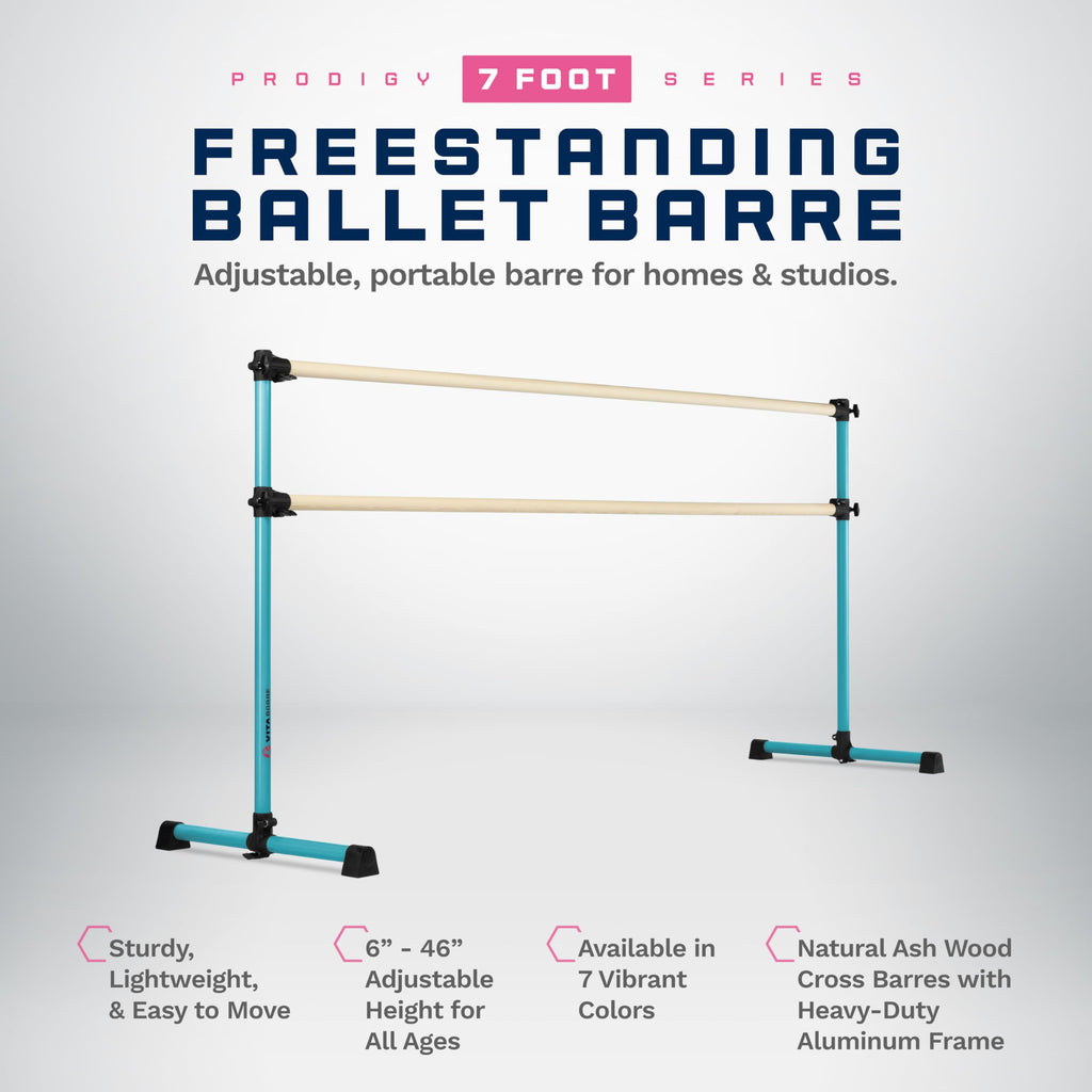 VITA Barre Portable Freestanding Double Ballet Barre, Prodigy, Wood | Adjustable Height, USA Made, Home or Gym Exercise Equipment for Kids & Adults | Dance, Fitness, Pilates