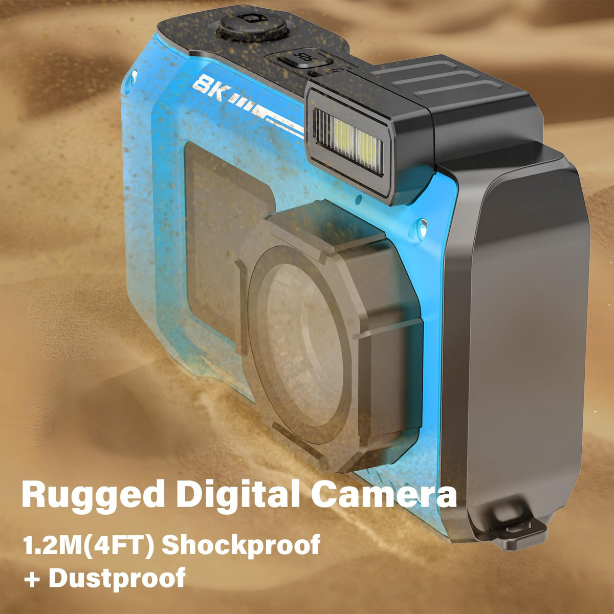 8K Underwater Camera, 33FT Waterproof Camera, 70MP WiFi Dual-Screen, Rugged