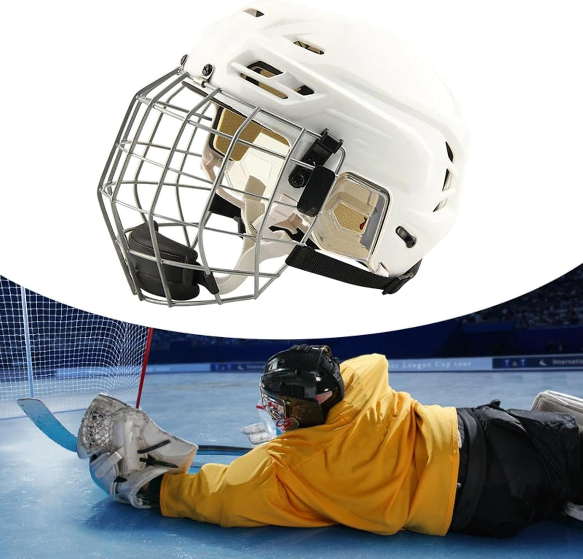 harayaa Hockey Helmet with Facemask Roller Skating Helmet Ice Skate Helmet Speed Skate Helmet Polyethylene Shell with Iron Mesh Breathable Suit