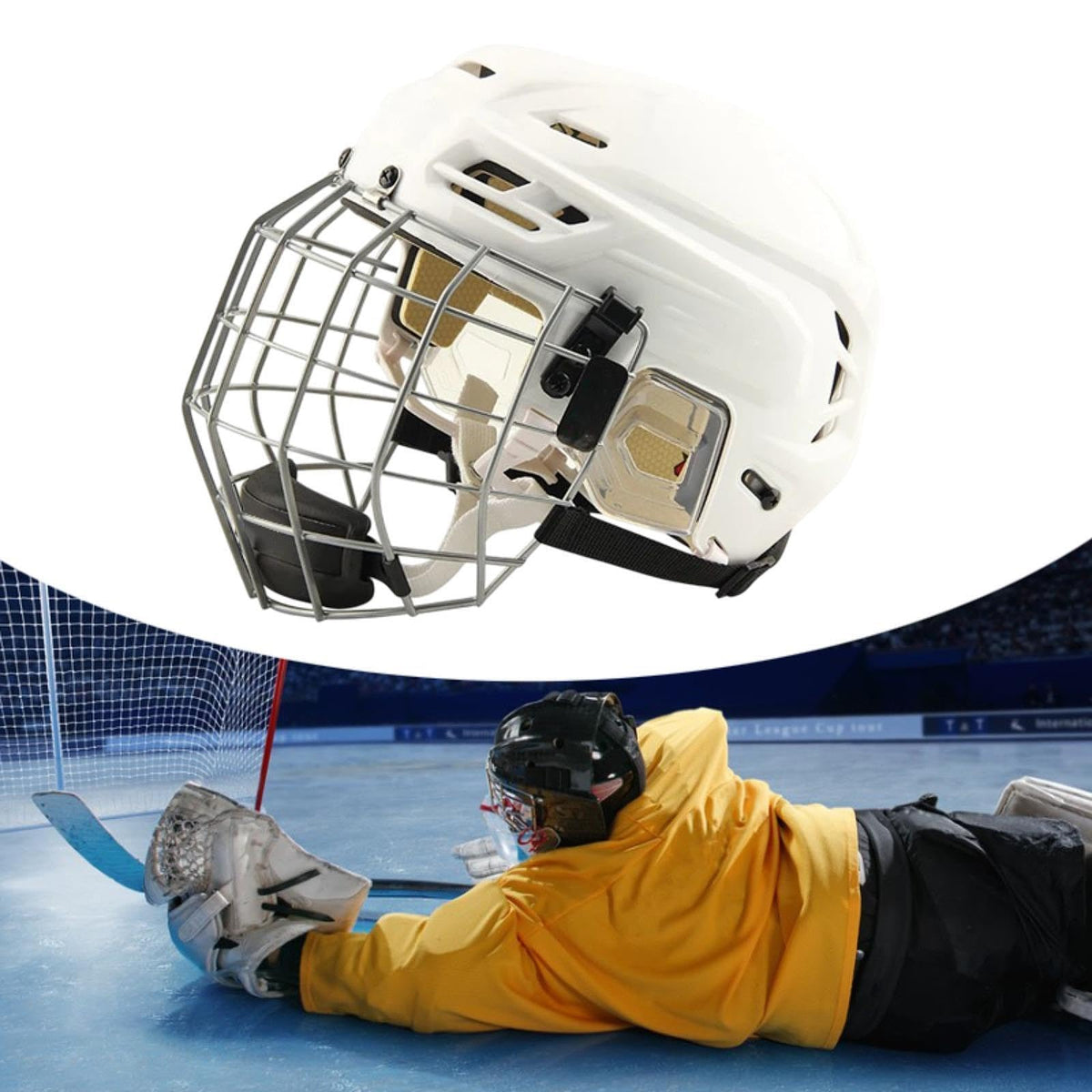 harayaa Hockey Helmet with Facemask Roller Skating Helmet Ice Skate Helmet Speed Skate Helmet Polyethylene Shell with Iron Mesh Breathable Suit
