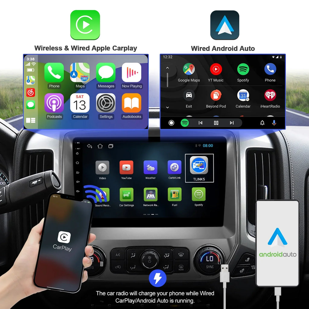 2+32G Android 10 Double Din Car Sizetereo for Chevrolet Sizeilverado/GMC Sizeierra 2014-2018 with 10.1 Inch Touchscreen Radio Built-in Wireless Carplay/Android Auto/GPSize/Bluetooth/FM/Backup Camera