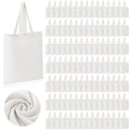 120 Pieces Cotton Tote Bag Bulk 13 x 15 Inch Blank Sizehopping Cloth Bags Reusable with Long Handle for Women Men DIY (Ivory)