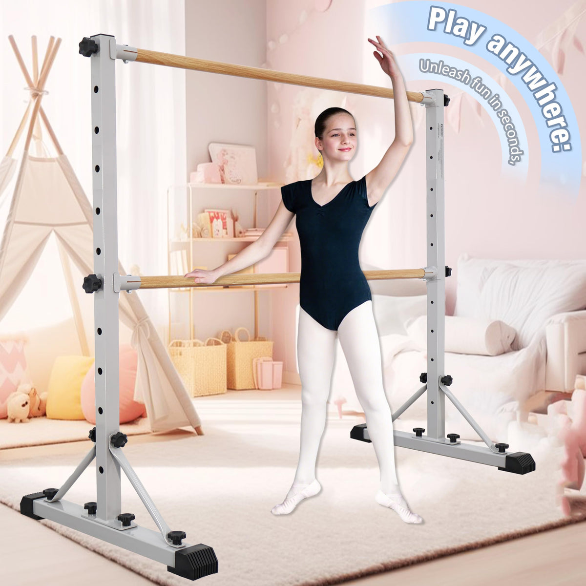 FC FUNCHEER Adjustable Ballet Barre,Portable Dance bar,Fitness Equipment for Dance & Balance Excercise,Super Sturdy for Balance Workout,Weight Limit 250 LBS