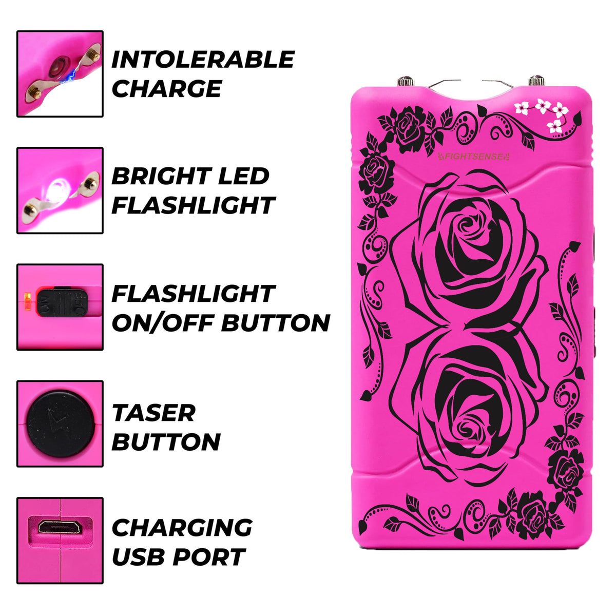 Wholesale Lot Super Heavy Duty Stun Gun for Self Defense with Bright Led Flashlight, Rechargeable Battery, Nylon Holsters with Belt Loop for Easy Cary