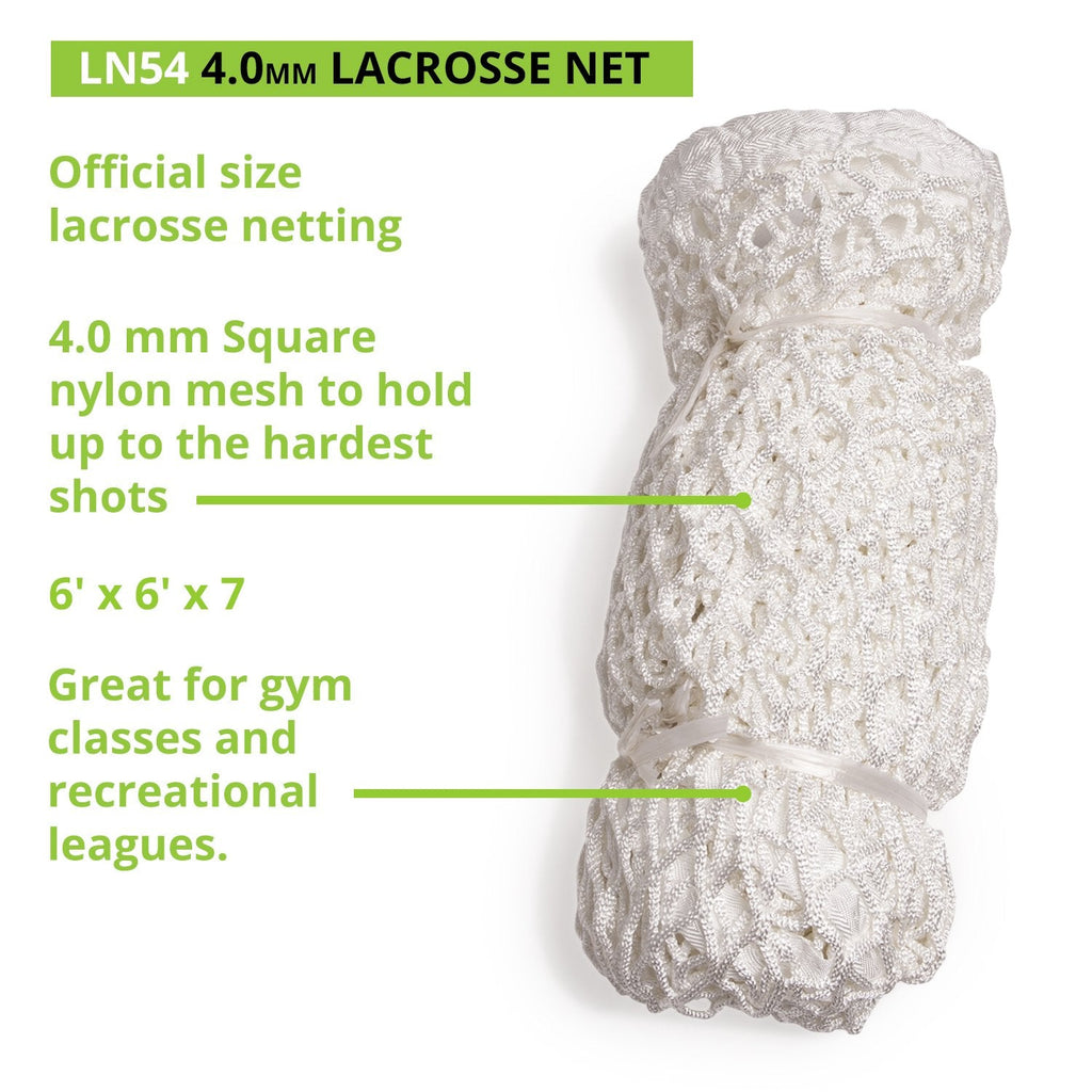 Champion Sports Lacrosse Goal Net - 6mm Official Size White Nylon Net Replacement (Pack of 2)