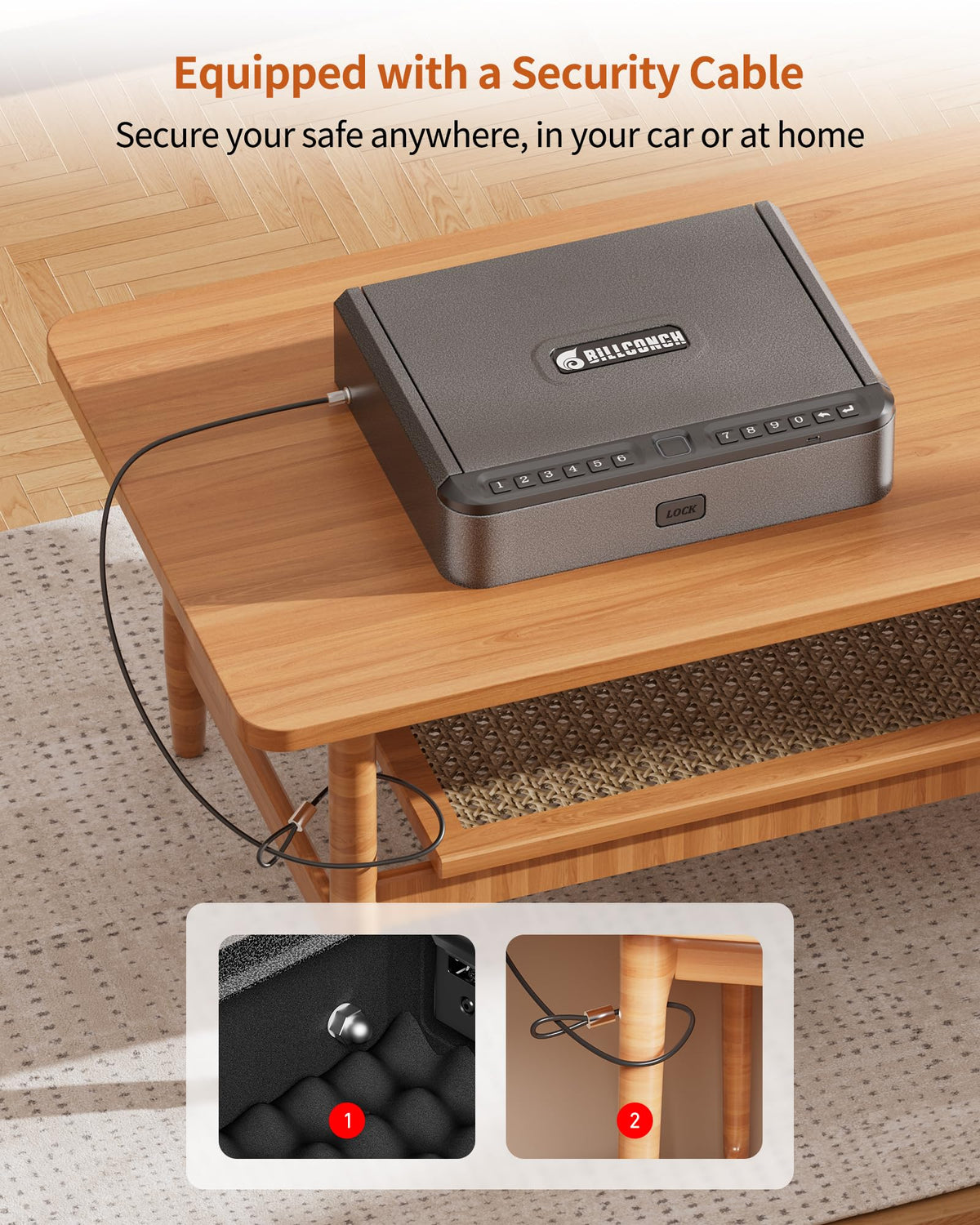 BILLCONCH Smart Gun Safe with Fingerprint, App, Keypad,LCD& Security Cable