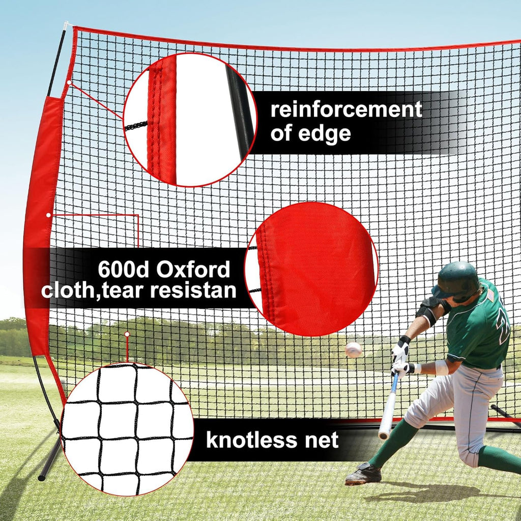 6x7/7x7/16x10/20x10ft Baseball Bating Net,Fix Ball Stop Net by Spike&2 Sandbag,Sports Net Barrier with Handbag,Lacrosse Net Backstop for Basketball,Softball,Baseball Net Barrier for Backyard